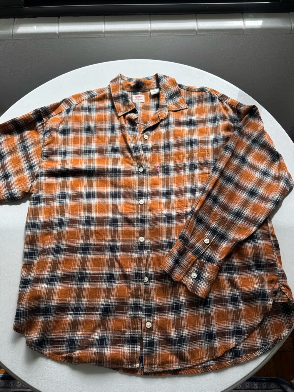 Levi's Rustic Orange and Black Plaid Button-Down Shirt